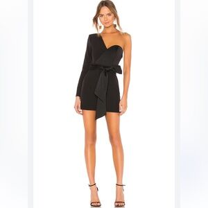 Revolve NBD Elegant Black One-Shoulder Dress